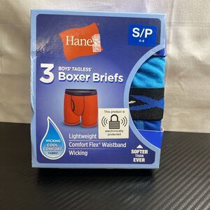 Boys Hanes Cool Dri 3 Pair Boys Tagless‎ Boxer Lightweight Briefs Size S (6-8)